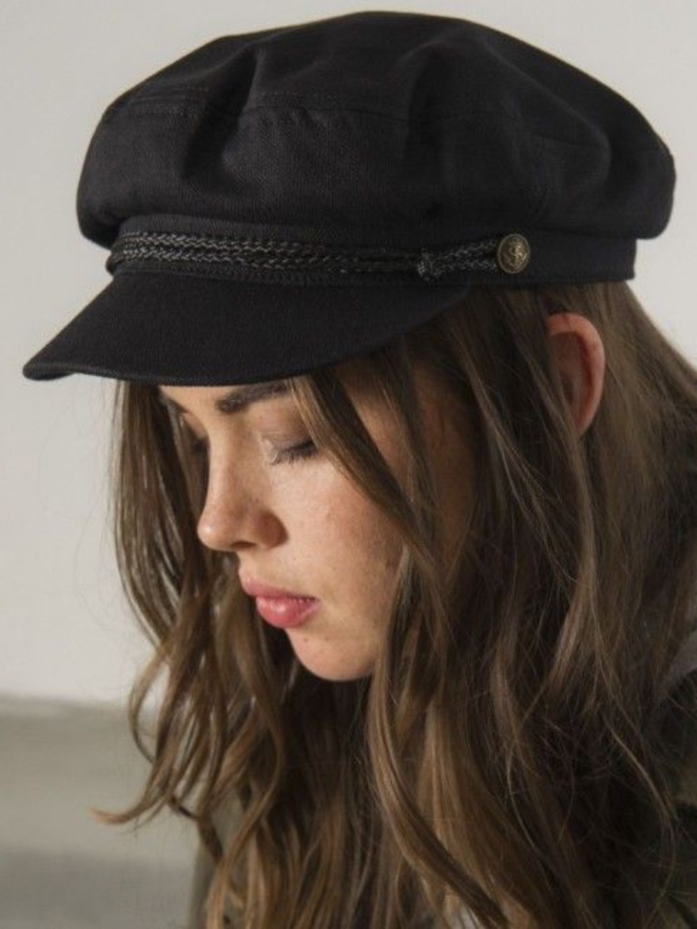 Brixton Black Fisherman Cap with Braided Trim